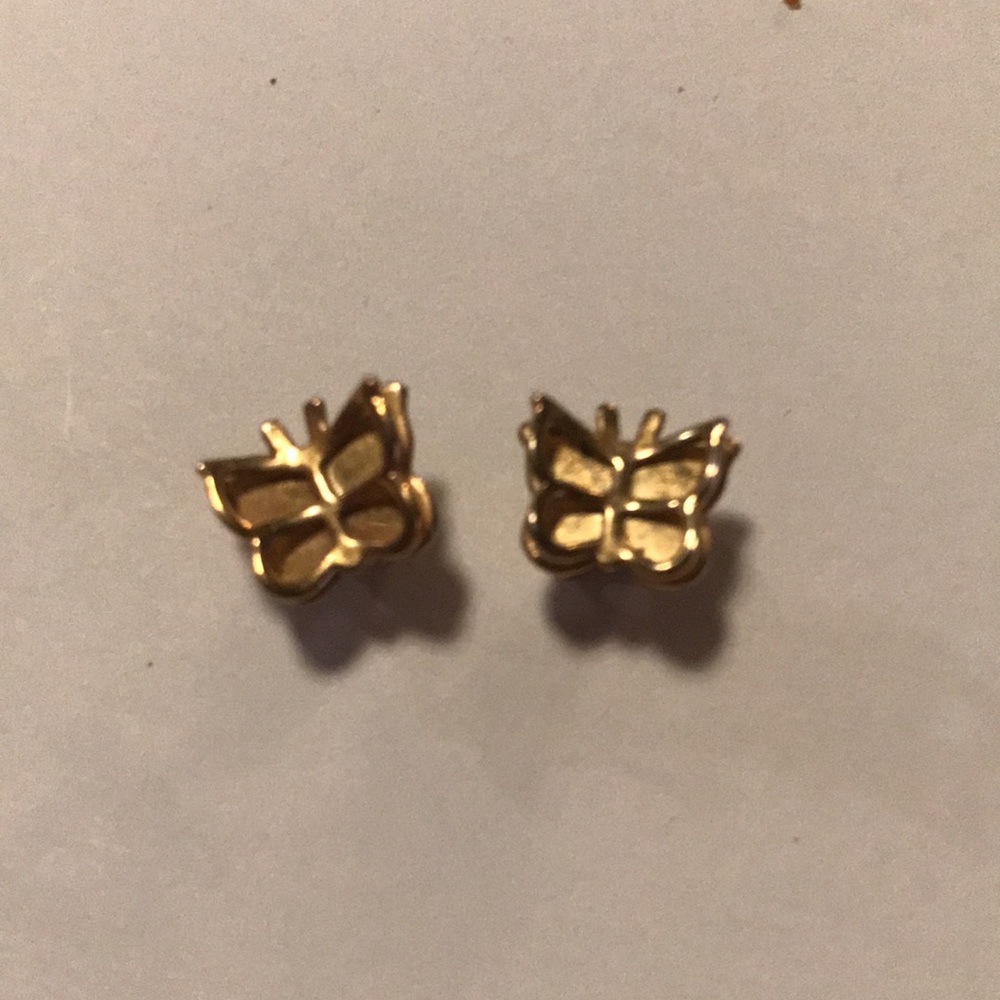Butterfly Earrings - Gold tone - costume jewelry - vintage